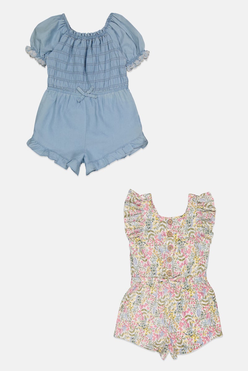 Nanette lepore Kids Girl 2pcs Floral Print Rompers, Multicolor - Image 3